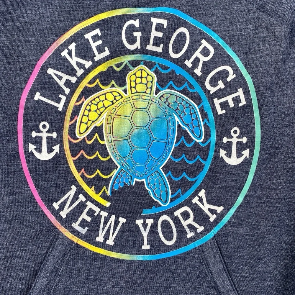 Lake George New York Women's‎ Sweatshirt Size Medium Blue Turtle - Picture 3 of 11